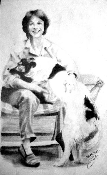 собака, портрет, женщина