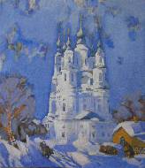Церковь Косьмы и Дамиана Зимнее утро.