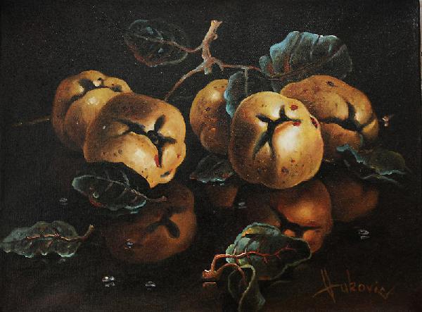 still life, quinces