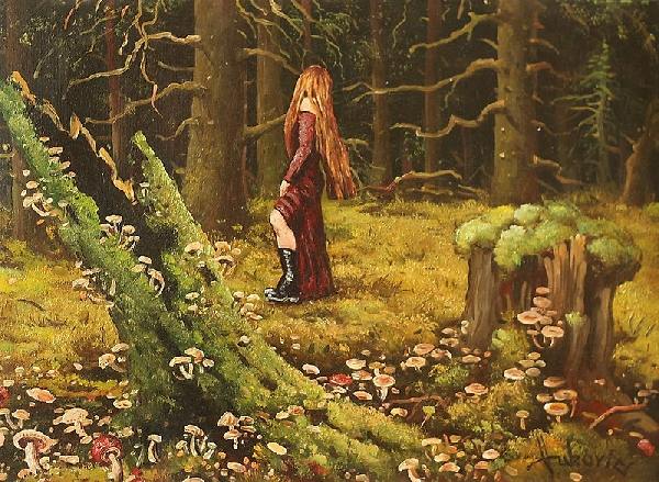  , , , , , ,  realism, forest, mushroom, girl, summer, grass