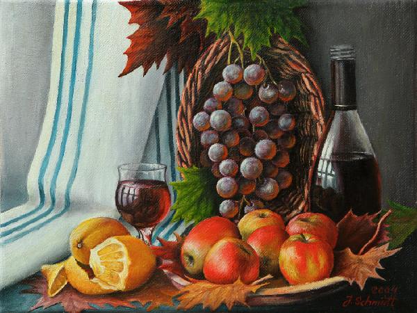 вино, фрукты, яблоки, лимон, листья, полотенце