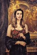 Женский портрет на фоне старинной живописи, 1996, 125х85 см