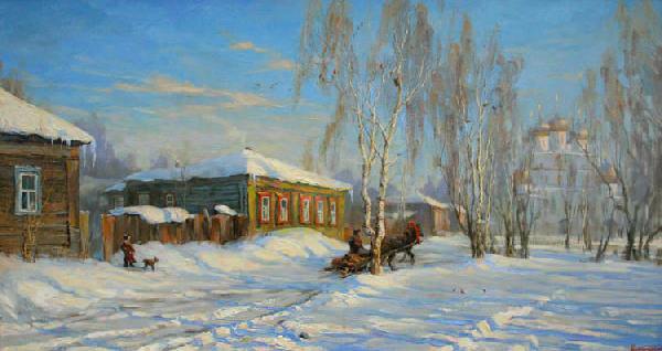 русская зима, мороз, деревня, храм.