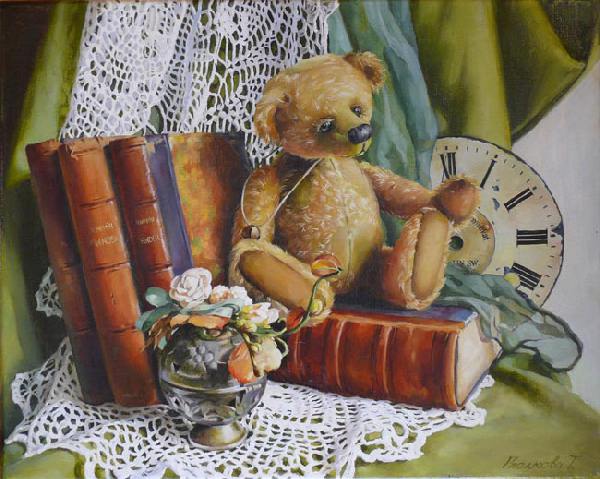 игрушки  игрушка  мишки  мишка  память  книги  натюрморт  часы  время Toys  Toy  Bears  Bear  Memory  Books  Still-life  Hours  Time