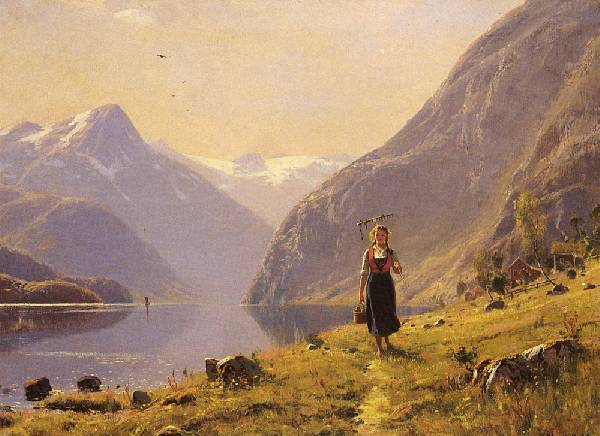 фьерд фьорд озеро пейзаж альпы девушка женщина
