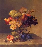 A still life with a bowl of fruit