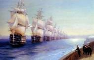 Маневры Черноморского флота в 1850 г. Холст, масло. 1886 г.