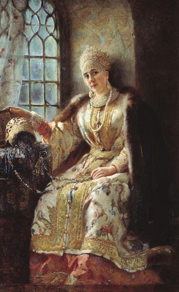 боярыня женщина окно костюм платье сарафан