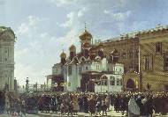 Крестный ход у Благовещенского собора в Московском Кремле. 1860
