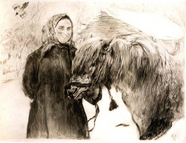 женщина, лошадь, зима
