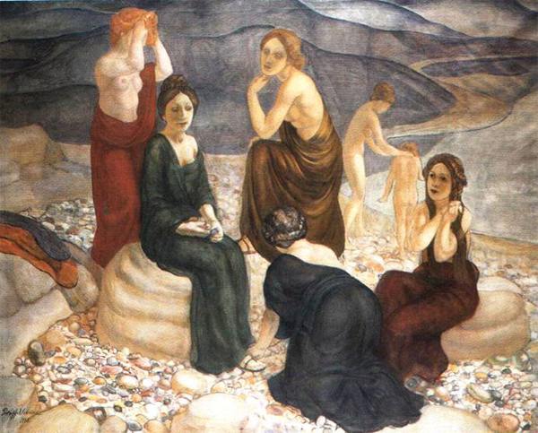 женщины, купание, берег