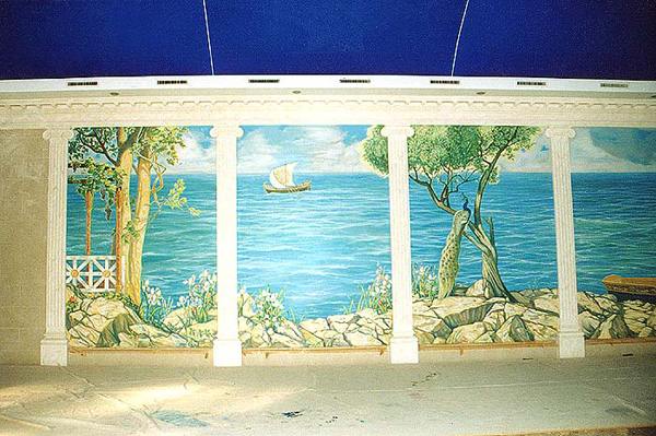 Роспись стен, греческий мотив, пейзаж