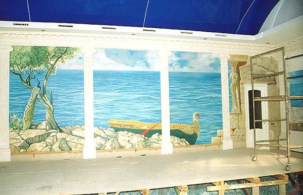 Роспись стен, греческий мотив, пейзаж