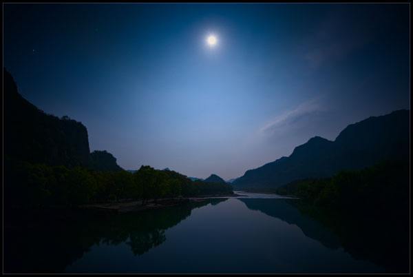 Китай,лунная соната,река,наньси,луна,ночь