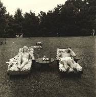 A family on their lawn one Sunday in Westchester, New York